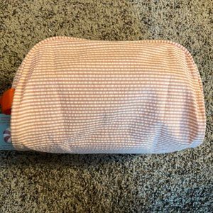 NWT OHMINT ORANGE AND WHITE COSMETIC BAG